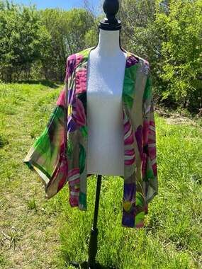 Powder Oversized Botanical Floral Print Kimono Jacket